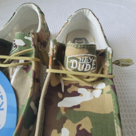 Hey Dude Wally Camouflage Multi Camo Army Green Shoes Slip On size M8 W10 - Picture 3 of 13